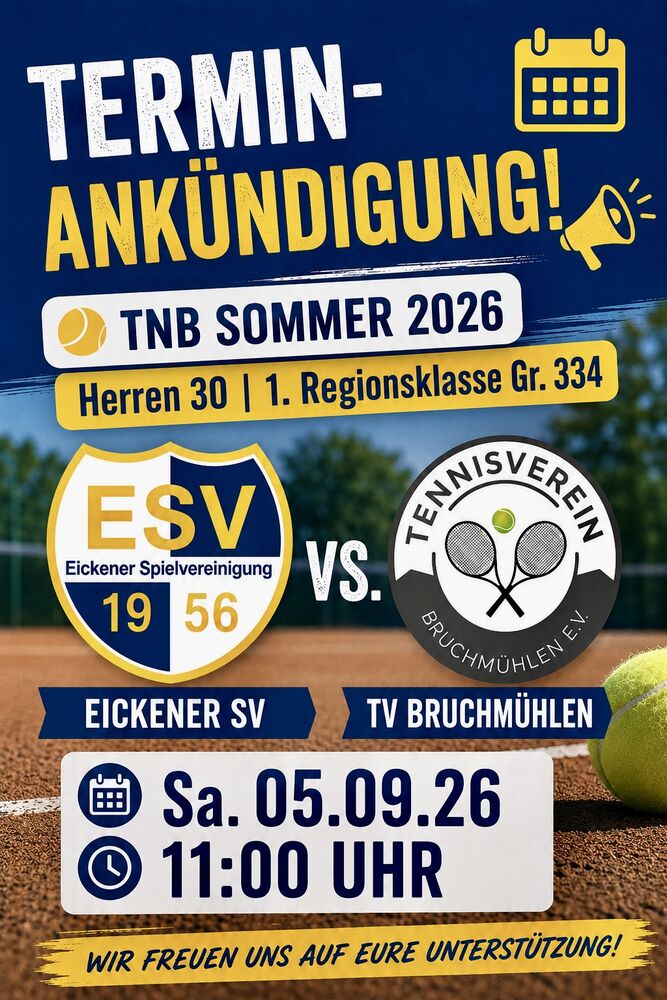 Tennis in Melle-Eicken-Terminankündigung Eicken-TV Bruchmühlen Tennis in Melle-Eicken-Terminankündigung Eicken-TV Bruchmühlen
